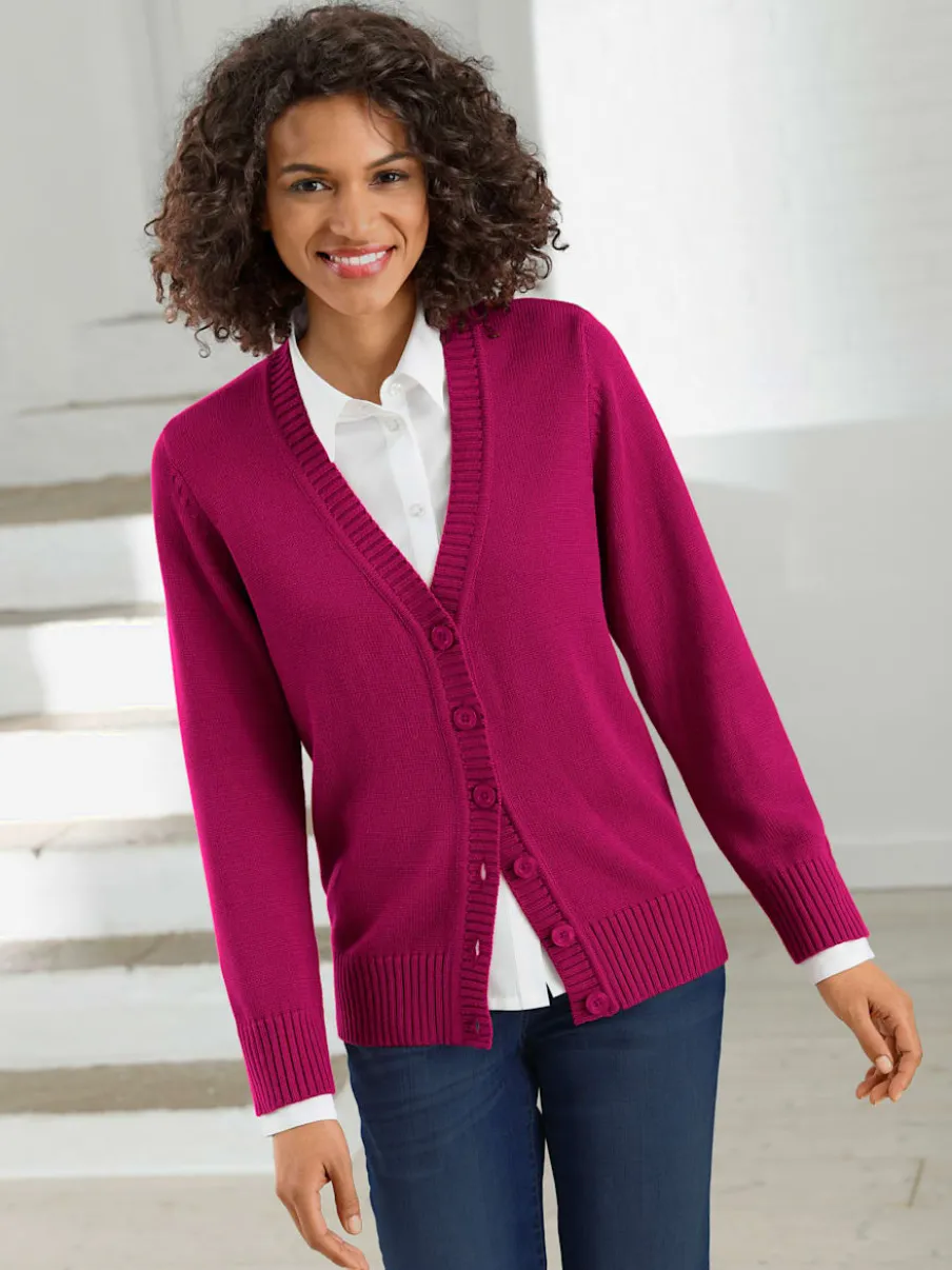 Veste en tricot avec boutons et manches longues confortables