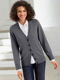 Veste en tricot avec boutons et manches longues confortables