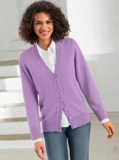 Veste en tricot avec boutons et manches longues confortables