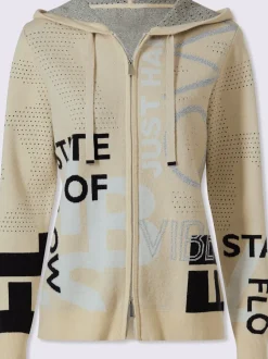 Veste en tricot avec capuche et motif ajouré