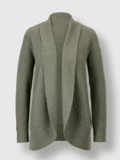Veste en tricot avec col châle et motifs tricotés