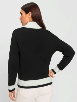 Veste en tricot avec col montant et bords-côtes