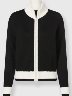 Veste en tricot avec col montant et bords-côtes