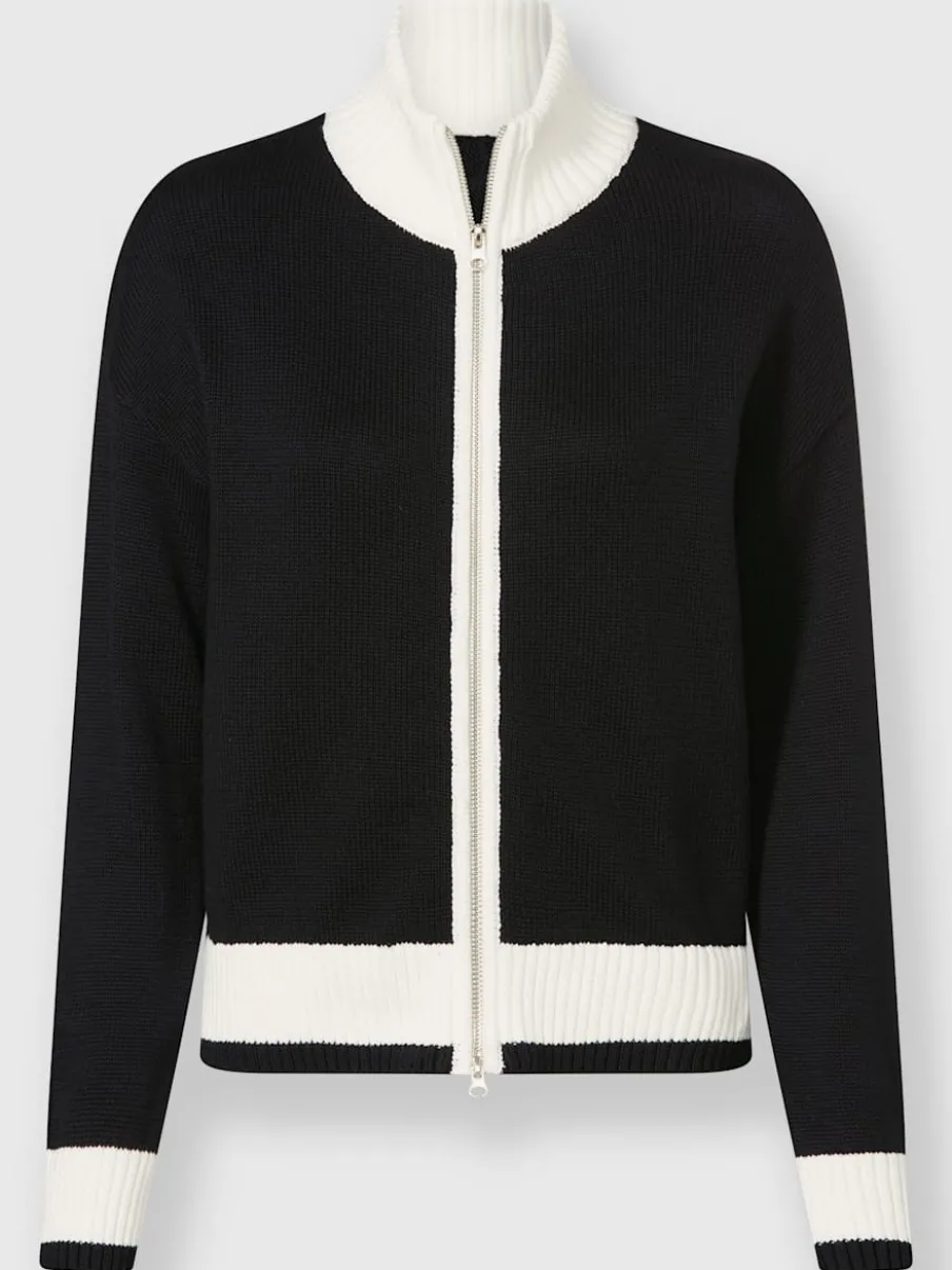 Veste en tricot avec col montant et bords-côtes