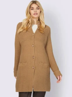 Veste en tricot avec col montant et poches fendues