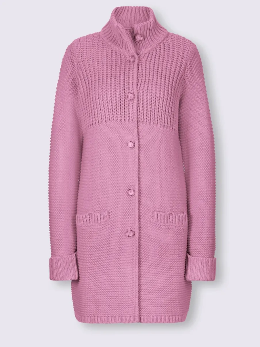 Veste en tricot avec col montant et poches fendues