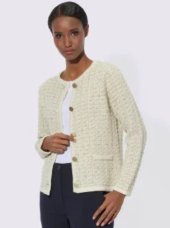 Veste en tricot avec col rond et boutons fantaisie