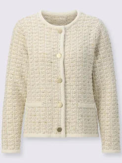 Veste en tricot avec col rond et boutons fantaisie