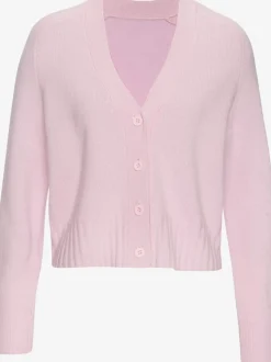 Veste en tricot avec encolure en V et bords-côtes larges