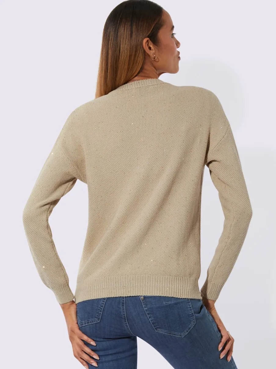 Veste en tricot avec encolure ronde et poches