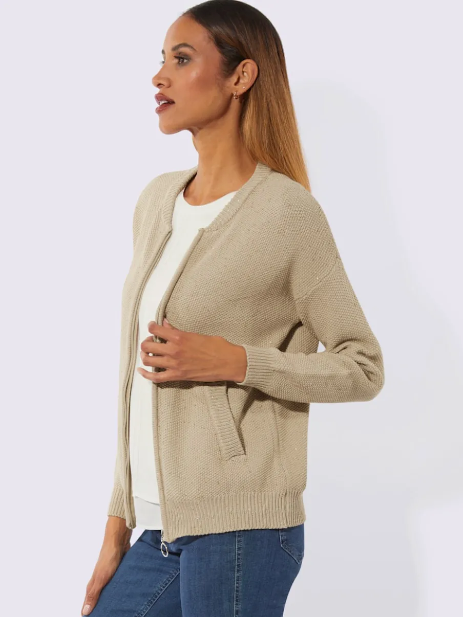 Veste en tricot avec encolure ronde et poches
