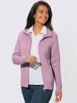 Veste en tricot avec glissière et finitions côtelées