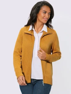 Veste en tricot avec glissière et finitions côtelées