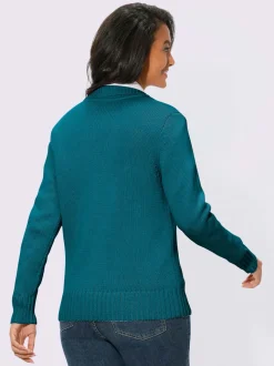 Veste en tricot avec glissière et finitions côtelées