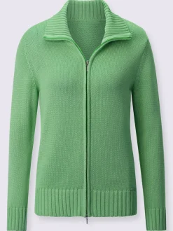 Veste en tricot avec glissière et finitions côtelées