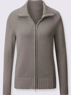 Veste en tricot avec glissière et finitions côtelées