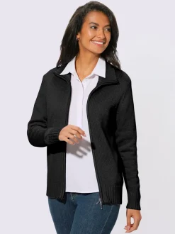 Veste en tricot avec glissière et finitions côtelées