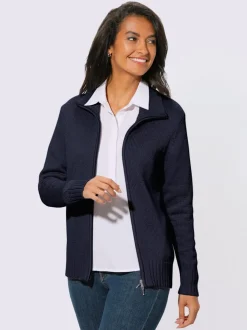Veste en tricot avec glissière et finitions côtelées