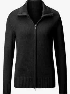 Veste en tricot avec glissière et finitions côtelées