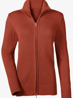 Veste en tricot avec glissière et finitions côtelées