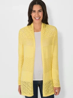 Veste en tricot avec motif ajouré et col à revers