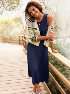 Veste en tricot avec motifs rayés et finitions côtelées