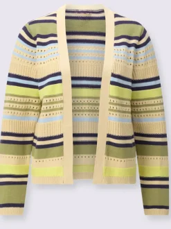 Veste en tricot avec motifs rayés et finitions côtelées