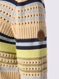 Veste en tricot avec motifs rayés et finitions côtelées