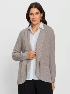 Veste en tricot col châle à motifs floraux manches longues