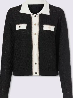 Veste en tricot col polo contrasté
