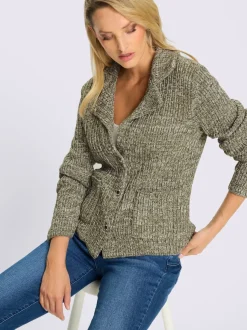 Veste en tricot à col revers avec poches plaquées