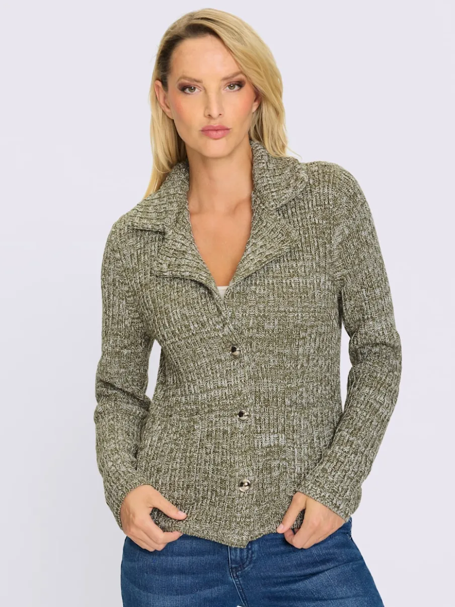 Veste en tricot à col revers avec poches plaquées
