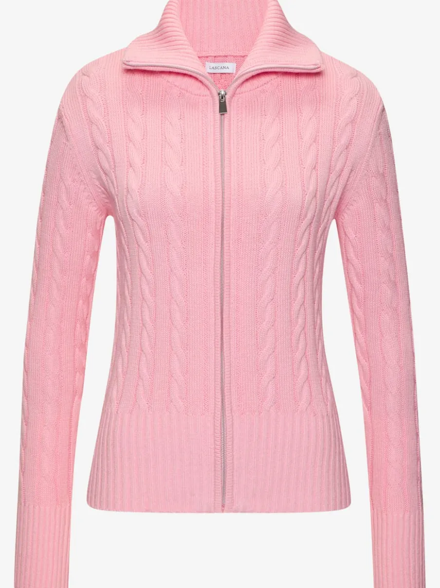 Veste en tricot à col à revers avec glissière et manches longues