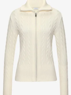 Veste en tricot à col à revers avec glissière et manches longues