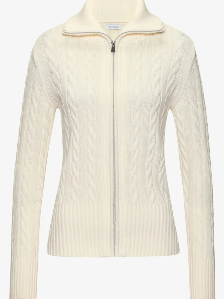 Veste en tricot à col à revers avec glissière et manches longues