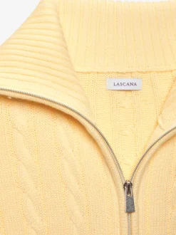 Veste en tricot à col à revers avec glissière et manches longues