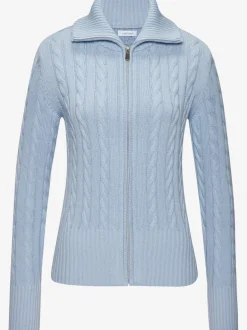 Veste en tricot à col à revers avec glissière et manches longues