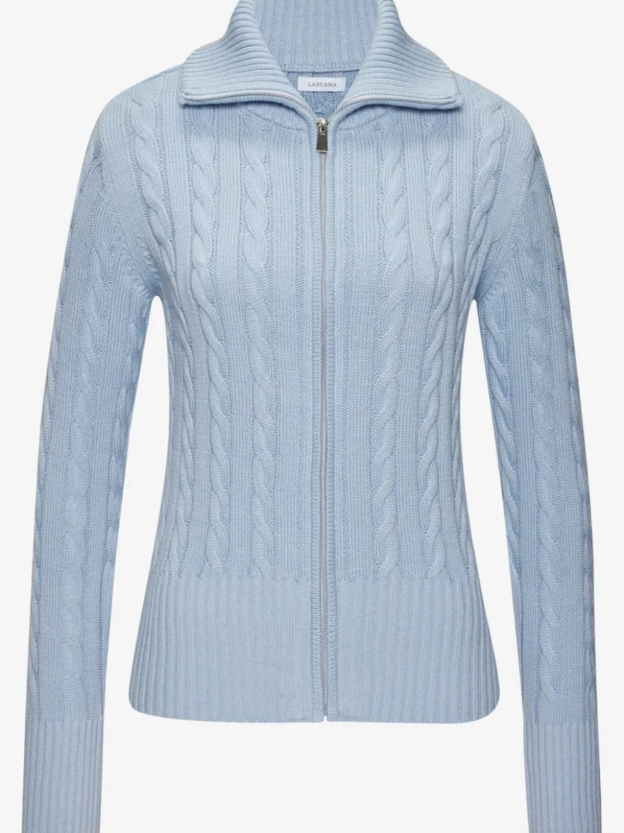 Veste en tricot à col à revers avec glissière et manches longues