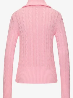 Veste en tricot à col à revers avec glissière et manches longues