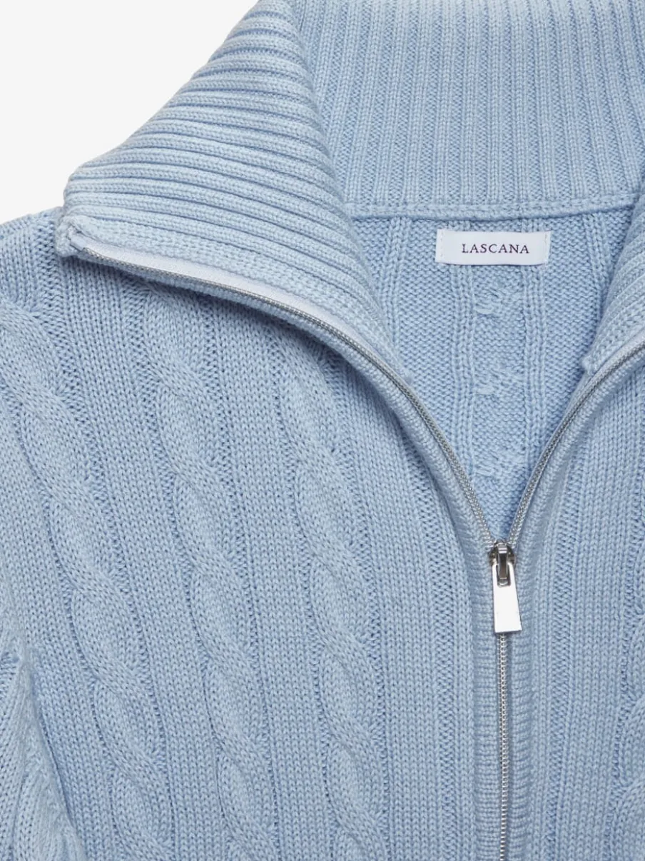 Veste en tricot à col à revers avec glissière et manches longues