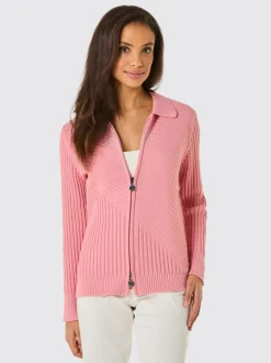 Veste en tricot à col à revers et côtelé
