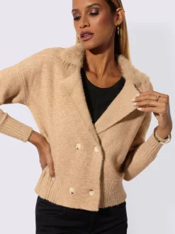 Veste en tricot à col à revers et manches longues avec boutonnières