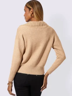 Veste en tricot à col à revers et manches longues avec boutonnières