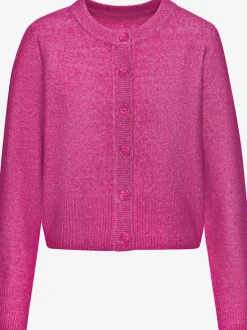 Veste en tricot à col rond avec patte de boutonnage et manches longues