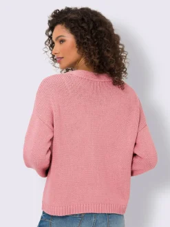 Veste en tricot à col V et boutons magnifiques