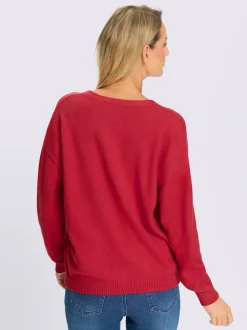 Veste en tricot col v manches longues ample décontractée
