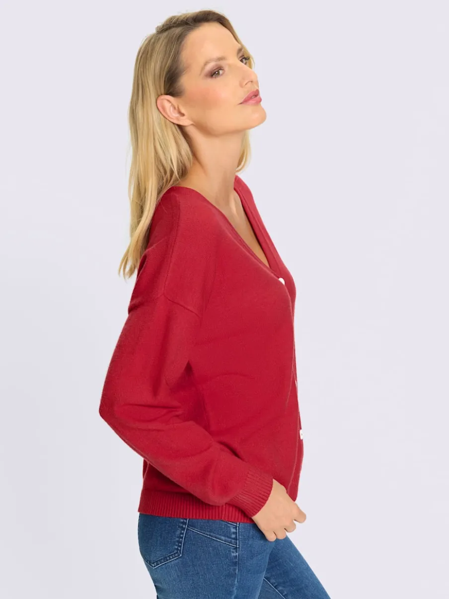 Veste en tricot col v manches longues ample décontractée