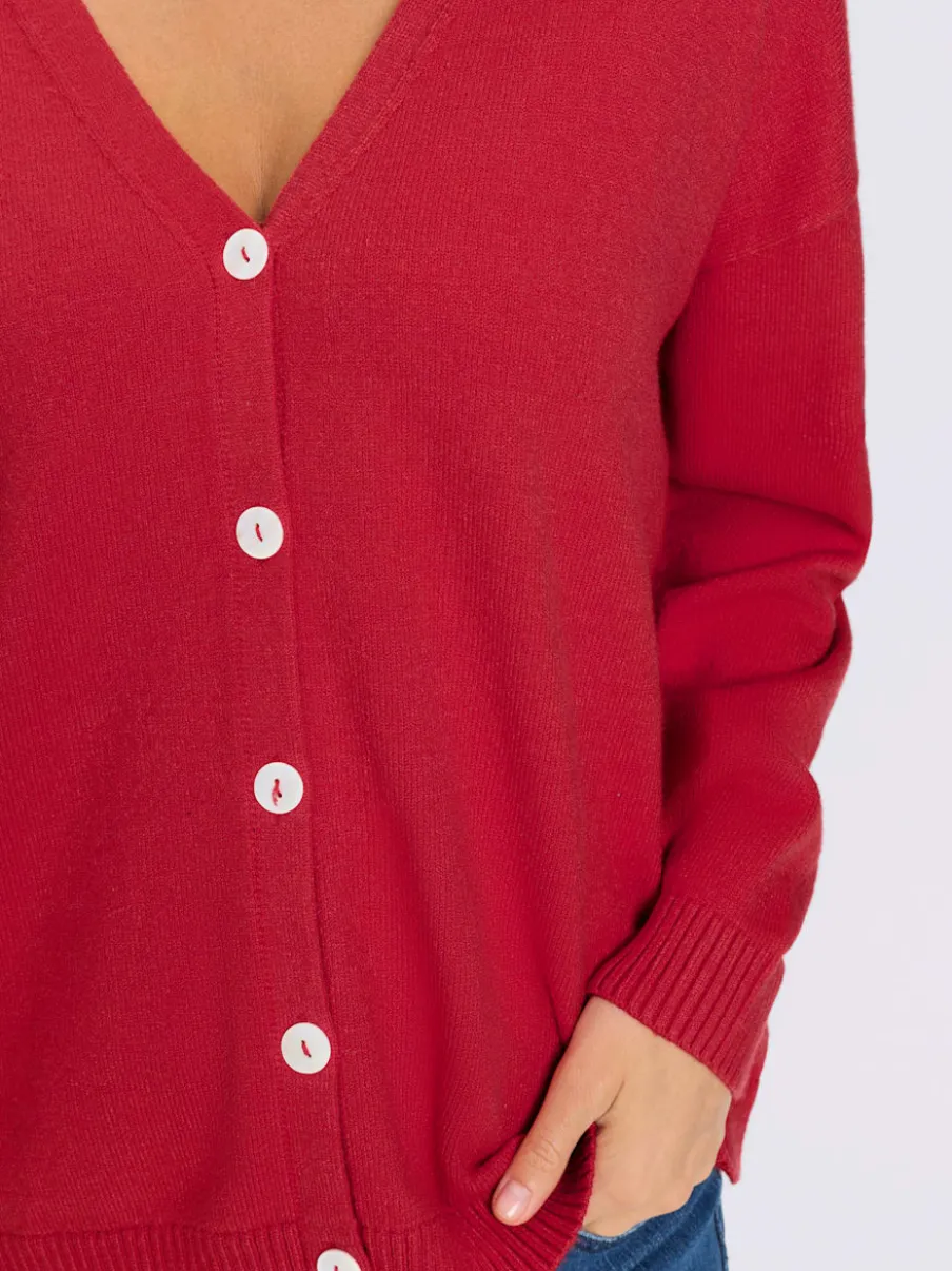 Veste en tricot col v manches longues ample décontractée