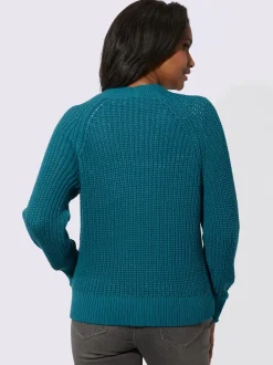 Veste en tricot coton avec col en V et manches longues