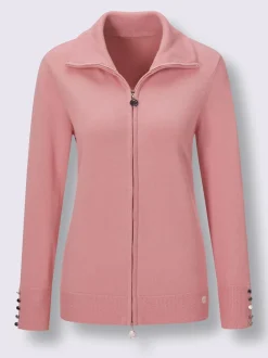 Veste en tricot coton à col montant et boutons décoratifs